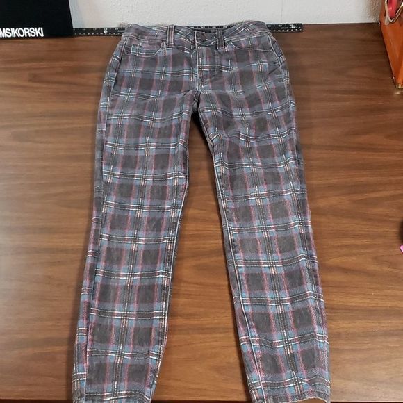 PAIGE Womens HOXTON ANKLE High-Rise Skinny Black Atlantic Tartan Plaid Jeans 26 - Picture 5 of 14